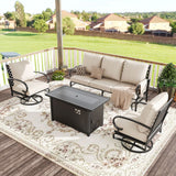 Vicllax 4-Piece Outdoor Patio Conversation Sofa Set With Metal Rectangular Fire Pit Table