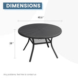 Vicllax Outdoor Round Dining Table, Patio Aluminum Tabletop with Storage Shelf