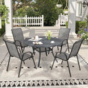 Vicllax 5 Pieces Outdoor Dining Set, 40.6" Outdoor Round dining Table and Horizon Stackable Chair