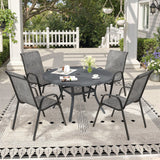 Vicllax 5 Pieces Outdoor Dining Set, 40.6" Outdoor Round dining Table and Horizon Stackable Chair