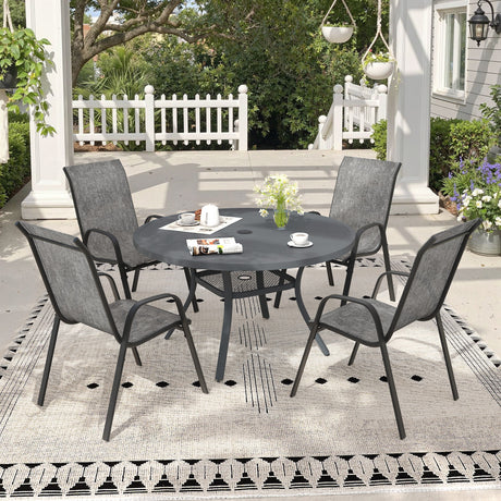 Vicllax 5 Pieces Outdoor Dining Set, 40.6" Outdoor Round dining Table and Horizon Stackable Chair