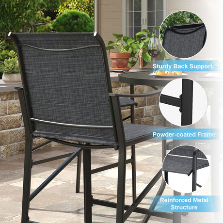 Vicllax 3/5 PCS Outdoor Bar Set, Patio High Bar Chairs and Round Bar Table