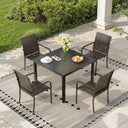 Vicllax 5 Pieces Outdoor Dining Set, Patio Rectangular Metal Table and  4 Stackable  Metal Armchair, Bistro Set for Garden, Balcony & Backyard