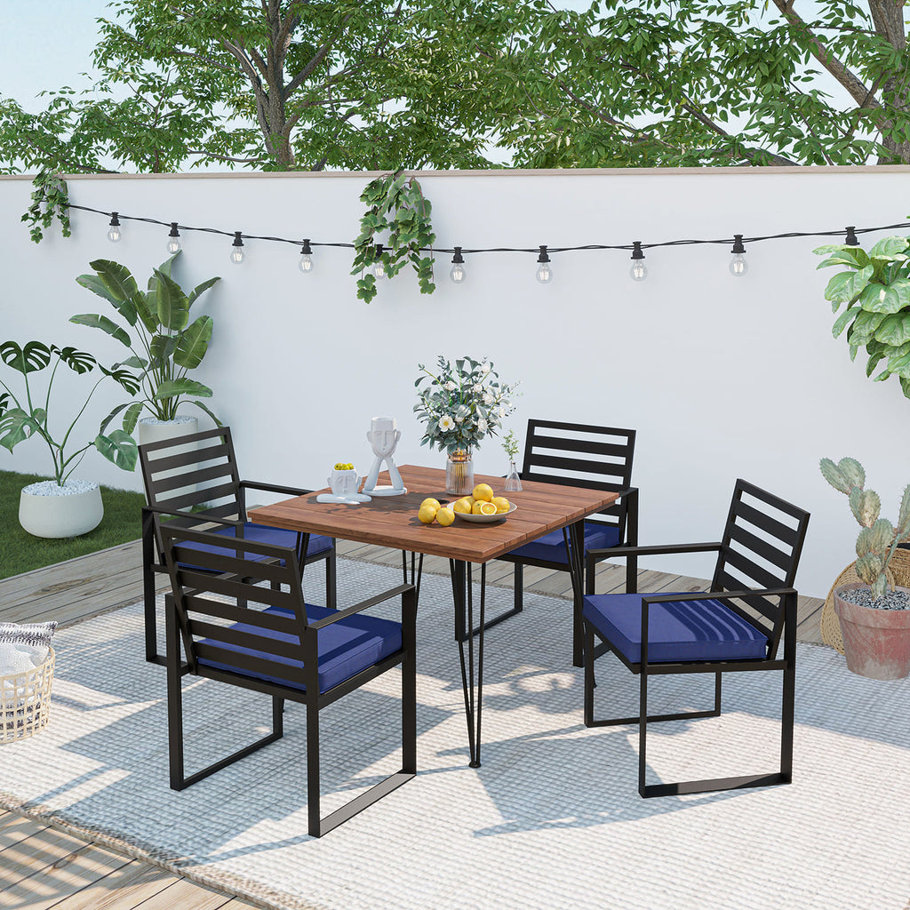 outdoor dining set patio dining table for 4 6 and metal chairs with cushion