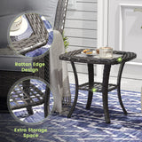 Vicllax Terrace Wide Wicker High-Back Cushioned Sofa, Outdoor Wicker Chair, Double-Seater Balcony Lounge