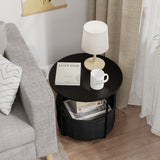 Vicllax Metal Round Side Table, Outdoor/Indoor End Table with Storage