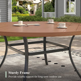 VICLLAX 11-Pcs Outdoor Dining Set, 63” Round Metal Table with Umbrella Hole & 10 Stackable  Chairs