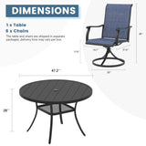 Vicllax 7 Pieces Outdoor Dining Set with 48" Round Dining Table and Swivel Chairs