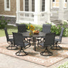 Vicllax 7 pcs Outdoor Dining Set, Metal Round Dining Table and Premium Swivel Chairs