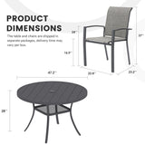 Vicllax 5/7/9 Pcs Outdoor Dining Set, Round Metal Table and Stackable Padded Chair