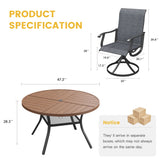 Vicllax 5 Pieces Outdoor Dining Set, 47.2" Metal Round Dining Table and Premium Swivel Chairs