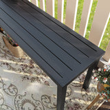 Vicllax 3-Piece Rectangular Metal Outdoor Dining Table and Bench Set