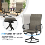 Vicllax 5 Pieces Outdoor Dining Set, Metal Sqaure Table with Umbrella Hole and Swivel Dining Chairs
