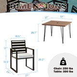 Vicllax 5 PCS Patio Dining Set, Outdoor Metal Table and Dining Chair with Cushion