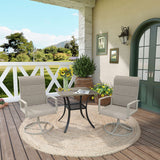 Vicllax 3-Piece Patio Bistro Set, Outdoor Swivel Chairs and Metal Square Table