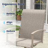 Vicllax 7 pcs Outdoor Dining Set,  Rectangular Metal Table and 6 Textilene Swivel Dining Chairs