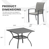 Vicllax 5 Pieces Outdoor Dining Set with Square Table and Padded Stackable Chairs