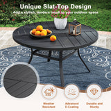 VICLLAX 7-Piece Outdoor Dining Set, 53” Round Metal Table with Umbrella Hole & Solana Swivel Chair