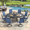 Vicllax Outdoor Dining Set for 8 People, Patio 63" Round Table with 8 Swivel Chairs Set