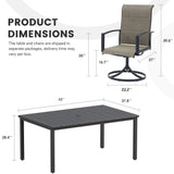 Vicllax 7 Pieces Outdoor Dining Set with Rectangular Dining Table and Padded Swivel Chairs