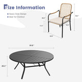 Vicllax 11 PCS Patio Dining Table Set, 60" Round Metal Table and Solana Stackable Chair