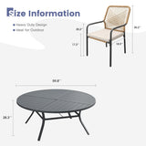 Vicllax 11 PCS Patio Dining Table Set, 63" Round Metal Table and Alora Stackable Chair