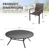 Vicllax 11 Pieces Outdoor Dining Set, 63" Dining Table and 10 Stackable Armchairs