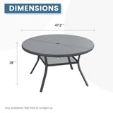 Vicllax Outdoor Round Dining Table, Patio Aluminum Tabletop with Storage Shelf