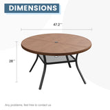 Vicllax Outdoor Round Dining Table, Patio Aluminum Tabletop with Storage Shelf