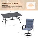 Vicllax 7 Pieces Outdoor Dining Set with Metal Rectangular Table and Swivel Chair