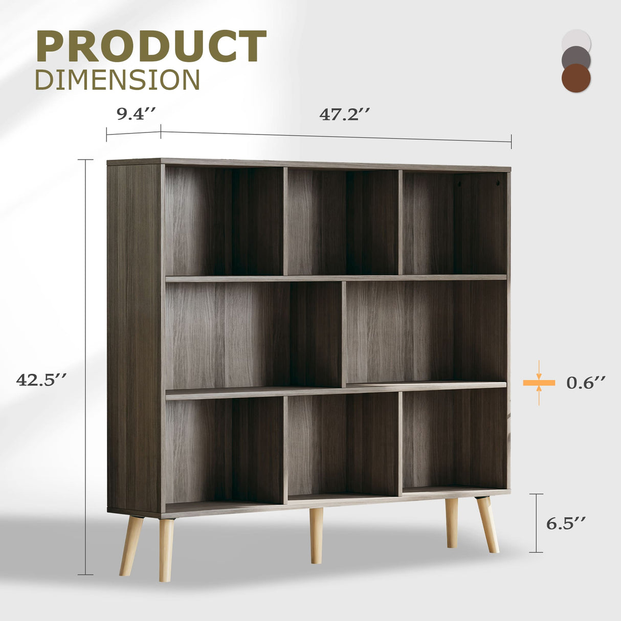 Vicllax Open Bookshelf with Legs, Storage Cube Floor Standing Display Shelf