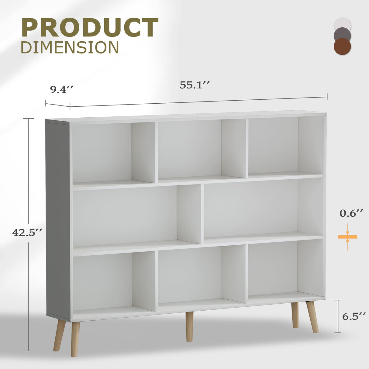 Vicllax Open Bookshelf with Legs, Storage Cube Floor Standing Display Shelf
