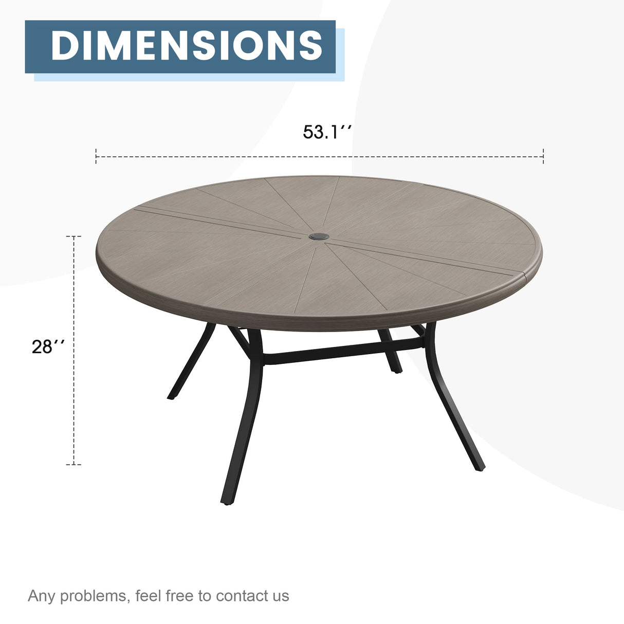 Vicllax Outdoor Round Dining Table, Patio Aluminum Tabletop with Storage Shelf