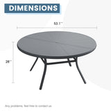 Vicllax Outdoor Round Dining Table, Patio Aluminum Tabletop with Storage Shelf