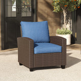 Vicllax Wicker Outdoor Conversation Sofa, Love Seat Glider, Chairs and Ottomans
