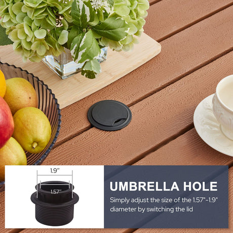 Vicllax Mesa de comedor para patio al aire libre para 4 personas, mesa cuadrada de metal con almacenamiento 