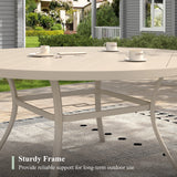 63" Round Metal Outdoor Dining Table for 10 People - Adjustable Umbrella Hole - 5 Colors