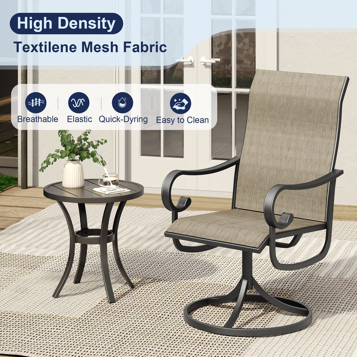 Vicllax 5/7 Pieces Patio Dining Set with Round Dining Table and Swivel Chairs