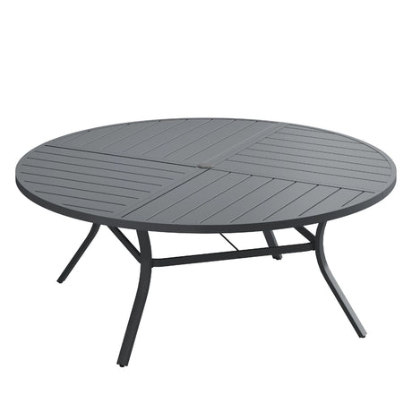 Vicllax Round Patio Dining Table for 4/6/8, Outdoor Large Metal Table