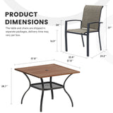 Vicllax 5 Pieces Outdoor Dining Set with Square Table and Padded Stackable Chairs