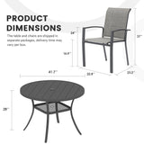 Vicllax 5/7/9 Pcs Outdoor Dining Set, Round Metal Table and Stackable Padded Chair