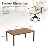 Vicllax 7 pcs Outdoor Dining Set,  Rectangular Metal Table and Solana Swivel Dining Chair