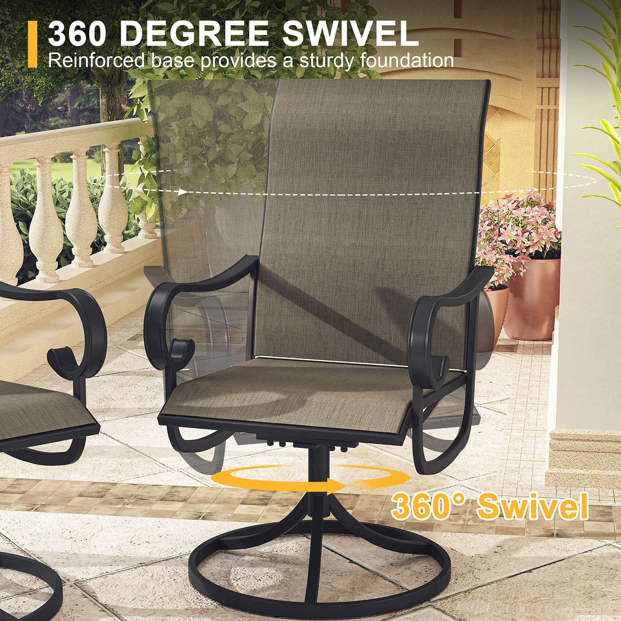 Vicllax 9 Pieces Outdoor Dining Set with 59" Square Dining Table and Swivel Chairs