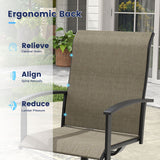 Vicllax 7 pcs Outdoor Dining Set,  Rectangular Metal Table and 6 Textilene Swivel Dining Chairs