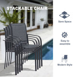 Vicllax Juego de comedor para exterior de 7 piezas con mesa redonda de metal de 48" y sillones de textileno 