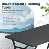 Vicllax 7/9 Pieces Outdoor Dining Set with Black Metal Rectangular Table and Textilene Swivel Chair