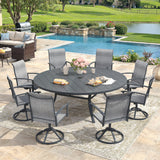 Vicllax Outdoor Dining Set for 8 People, Patio 63" Round Table with 8 Swivel Chairs Set