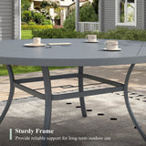 63" Round Metal Outdoor Dining Table for 10 People - Adjustable Umbrella Hole - 5 Colors