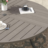 Vicllax 50" Patio Round Dining Table Set of 6, Metal Dining Table and Swivel Dining Chairs