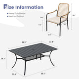 Vicllax 7 Pieces Outdoor Dining Set, Patio Rectangular Metal Table with Shelf and Solana Stackable Chair